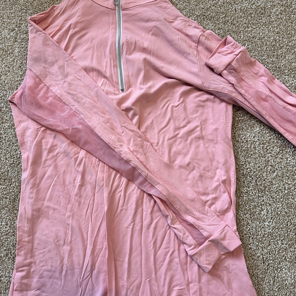 Pink Long-Sleeve tailored sportsman Top with Zipper XS